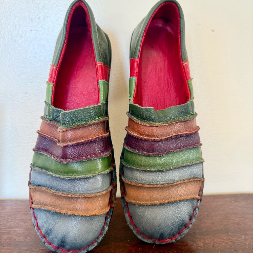 Socofy handmade leather slip ons women’s size 250 (US 8)